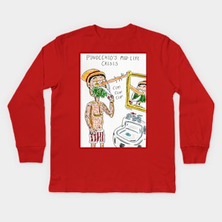 Pinocchio's Mid-Life Crisis Kids Long Sleeve T-Shirt